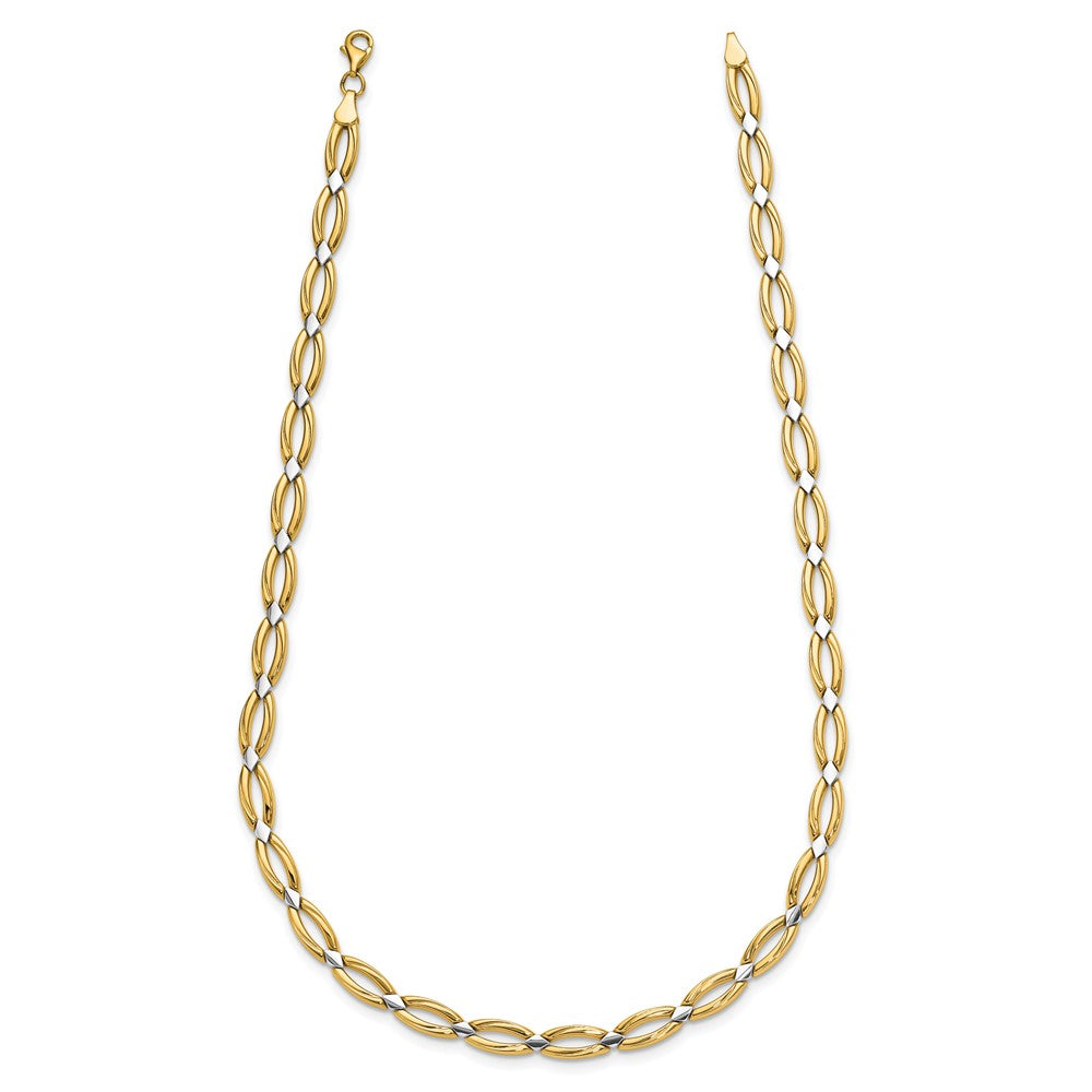 10K Gelb Rhodium Fantasieglieder Halskette
