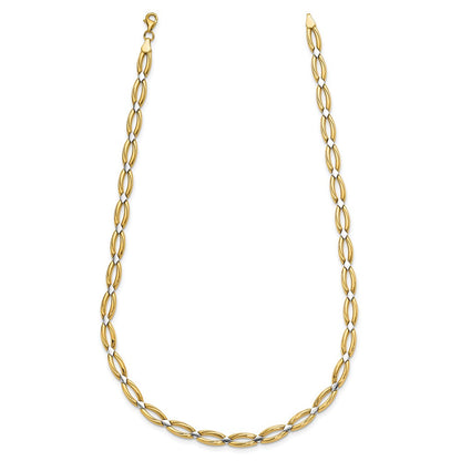 10K Gelb Rhodium Fantasieglieder Halskette