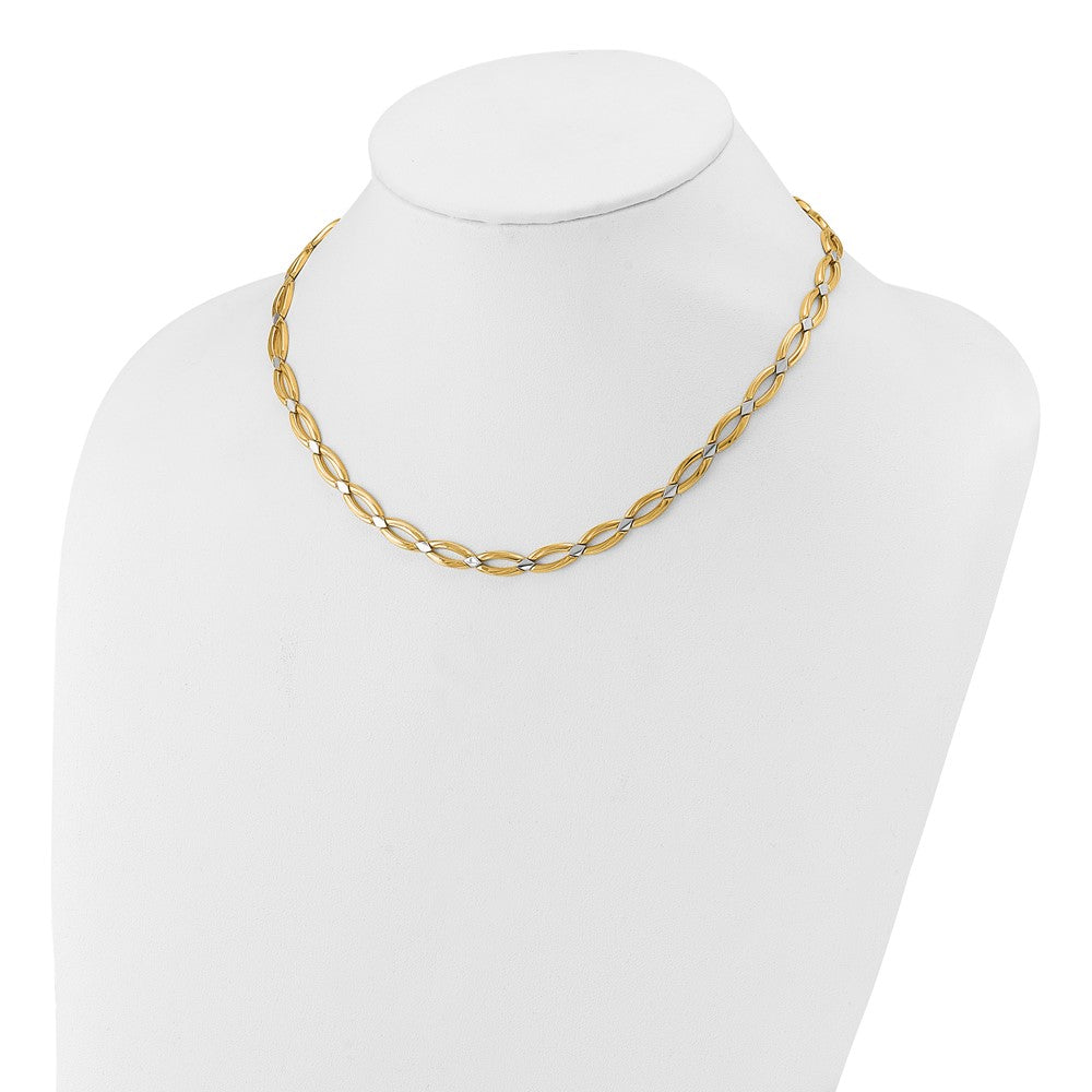 10K Gelb Rhodium Fantasieglieder Halskette