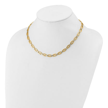 10K Gelb Rhodium Fantasieglieder Halskette