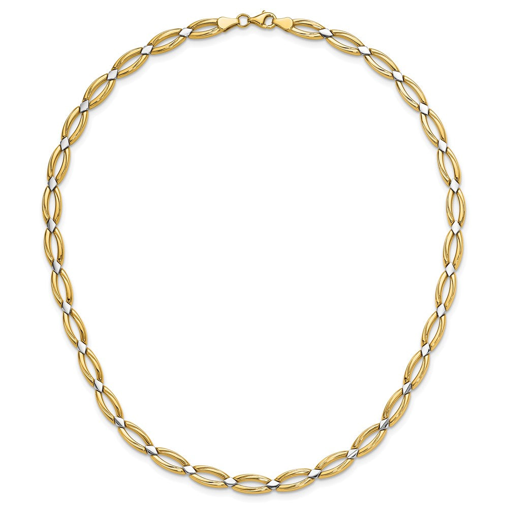 10K Gelb Rhodium Fantasieglieder Halskette