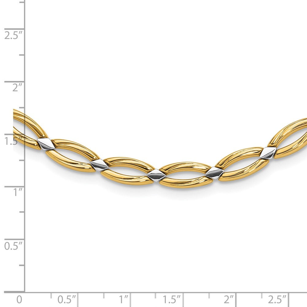 10K Gelb Rhodium Fantasieglieder Halskette