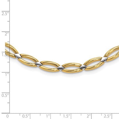10K Gelb Rhodium Fantasieglieder Halskette