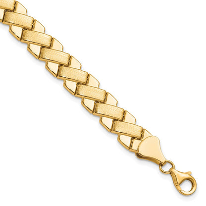 10K Gelbgold Poliert und Gebürstet Fantasie Armband
