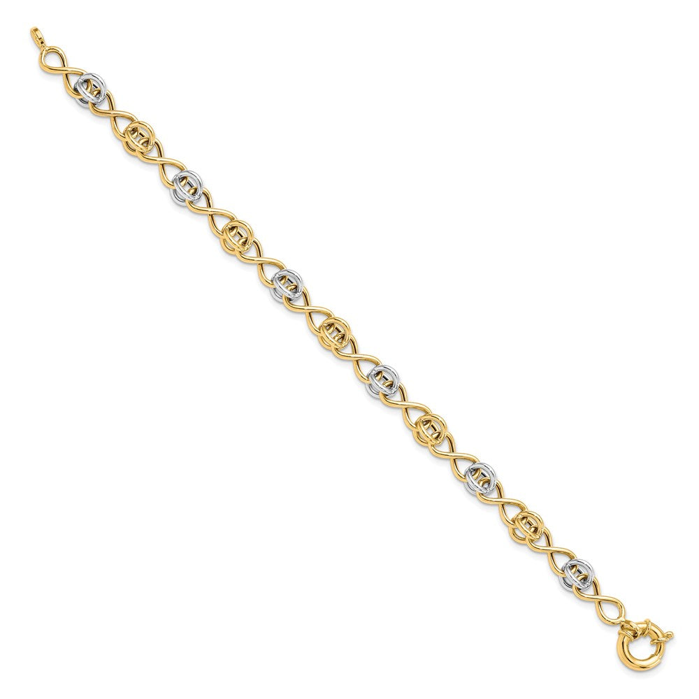 7.5 Zoll 10K mit Weiß Rhodium Poliert Fantasie Armband