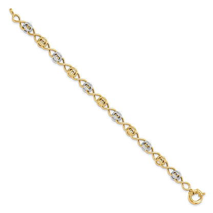 7.5 Zoll 10K mit Weiß Rhodium Poliert Fantasie Armband