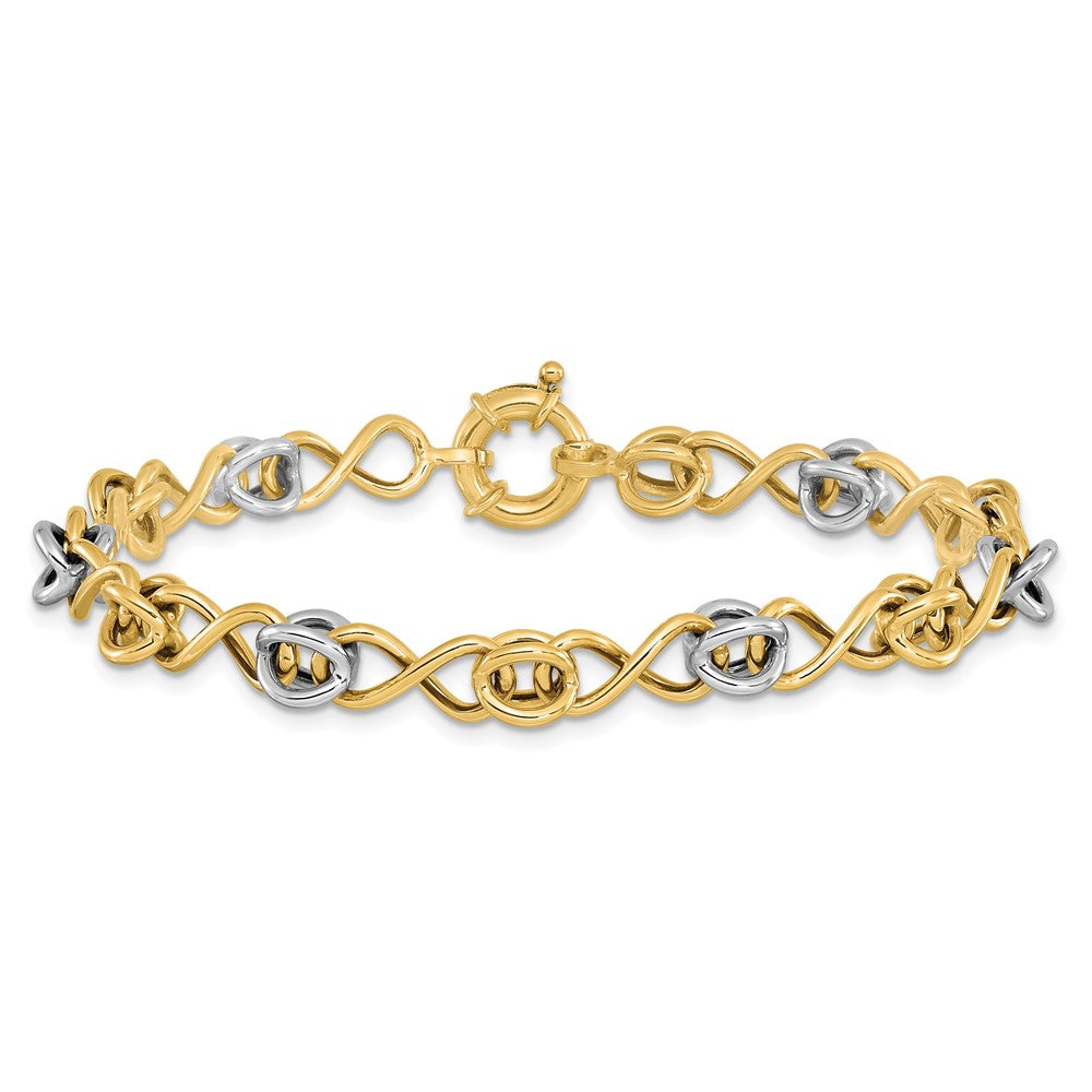7.5 Zoll 10K mit Weiß Rhodium Poliert Fantasie Armband