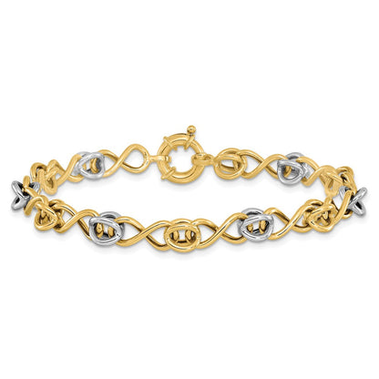 7.5 Zoll 10K mit Weiß Rhodium Poliert Fantasie Armband