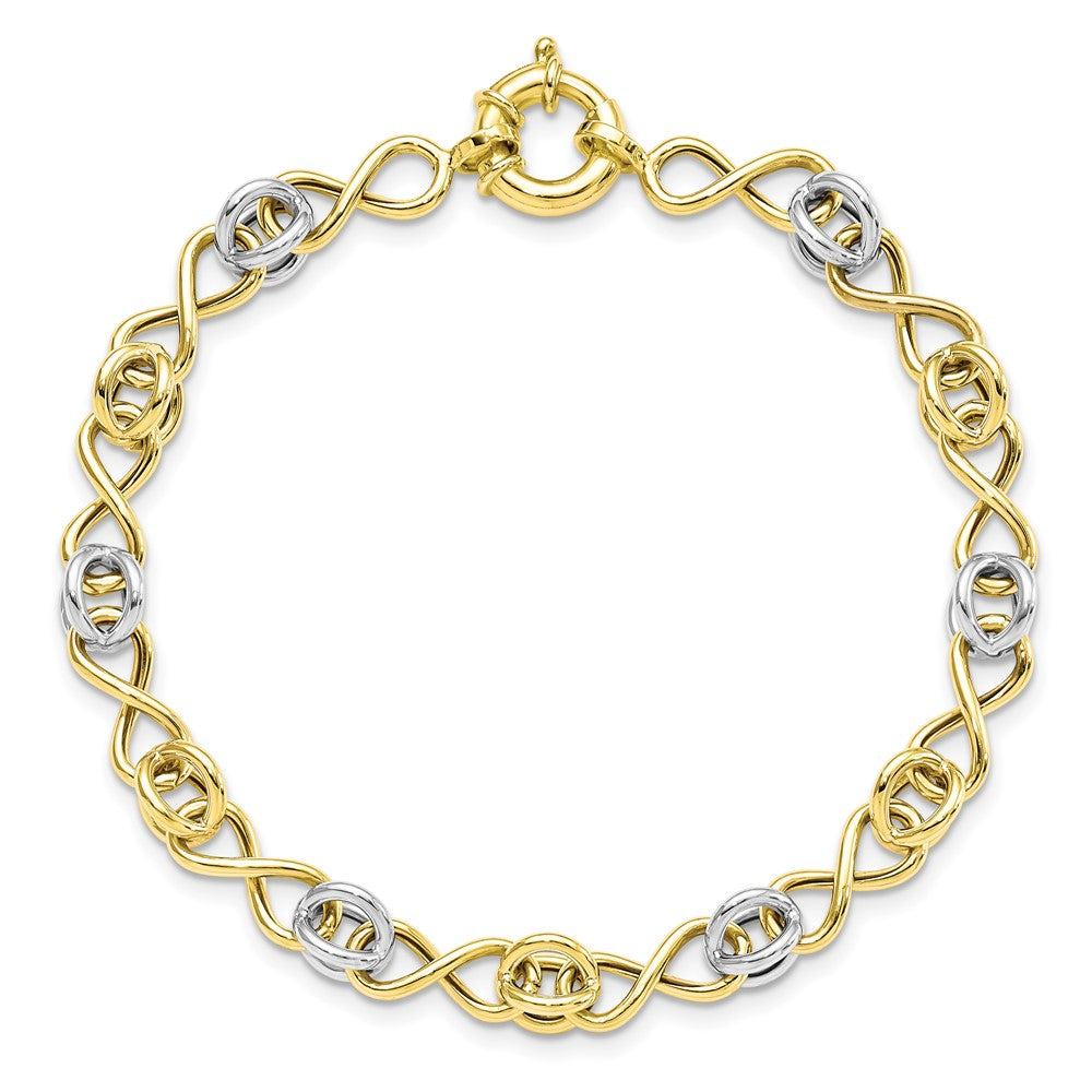7.5 Zoll 10K mit Weiß Rhodium Poliert Fantasie Armband