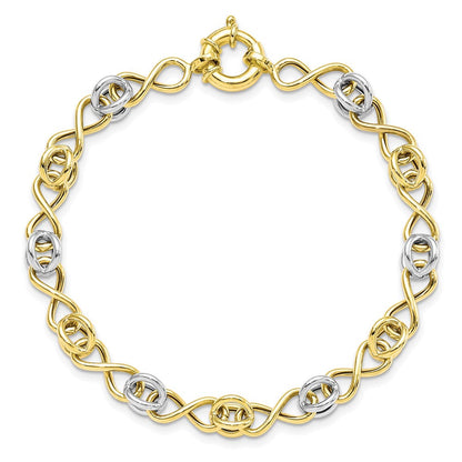 7.5 Zoll 10K mit Weiß Rhodium Poliert Fantasie Armband