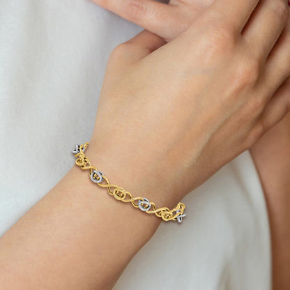 7.5 Zoll 10K mit Weiß Rhodium Poliert Fantasie Armband