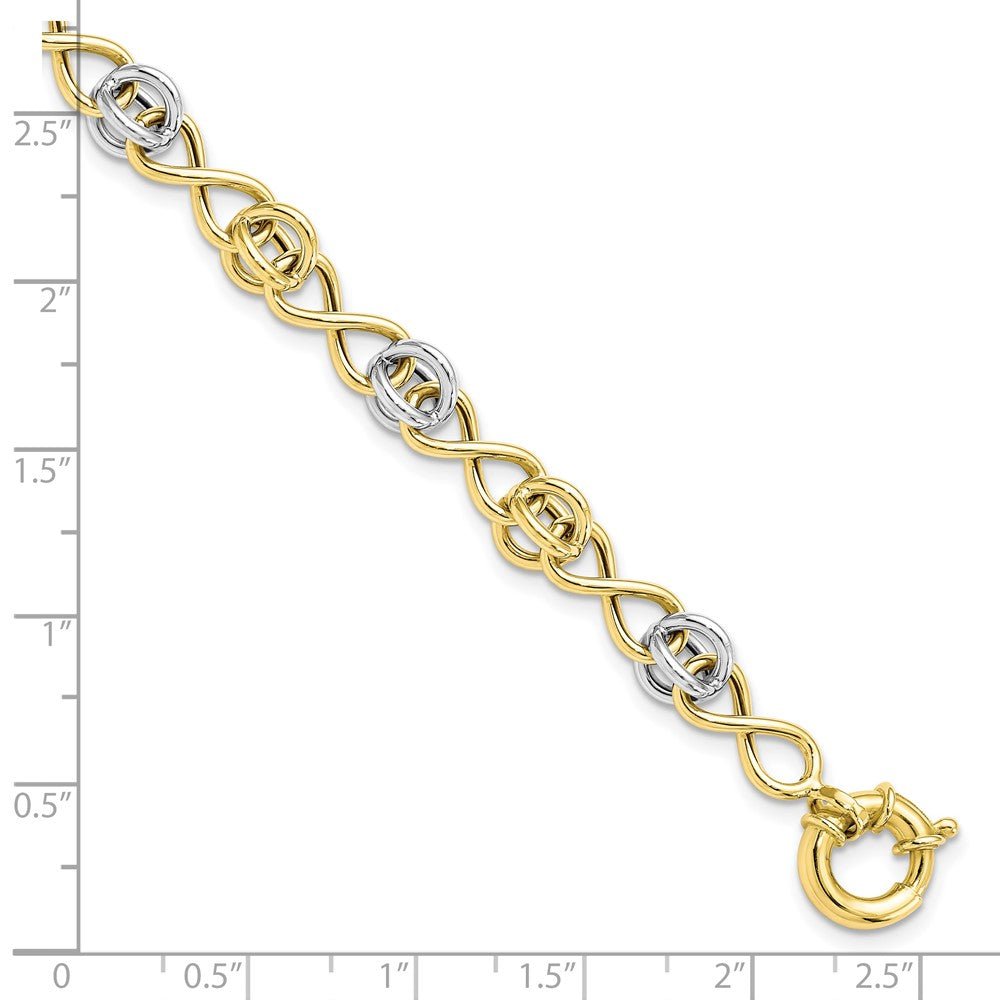 7.5 Zoll 10K mit Weiß Rhodium Poliert Fantasie Armband