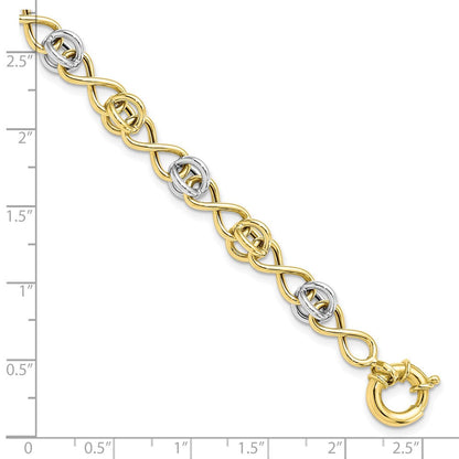 7.5 Zoll 10K mit Weiß Rhodium Poliert Fantasie Armband