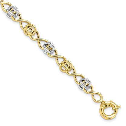 7.5 Zoll 10K mit Weiß Rhodium Poliert Fantasie Armband