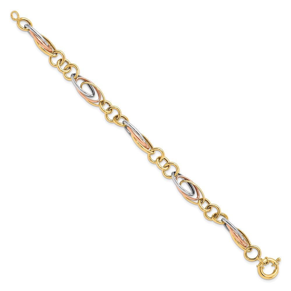 7.5 Zoll 10K mit Weiß und Rose Rhodium Fantasieglieder Armband
