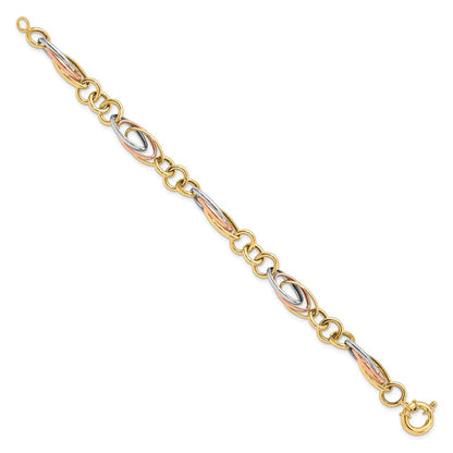 7.5 Zoll 10K mit Weiß und Rose Rhodium Fantasieglieder Armband