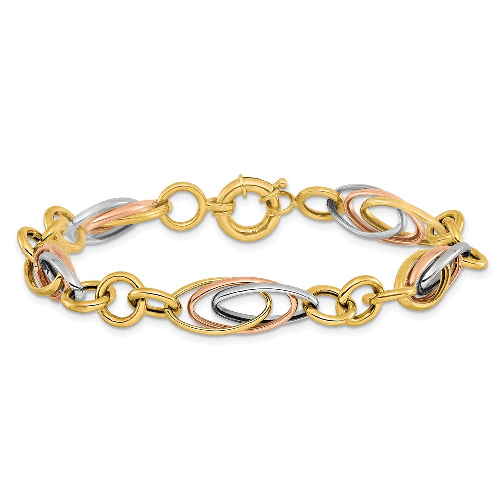 7.5 Zoll 10K mit Weiß und Rose Rhodium Fantasieglieder Armband