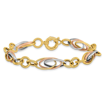 7.5 Zoll 10K mit Weiß und Rose Rhodium Fantasieglieder Armband