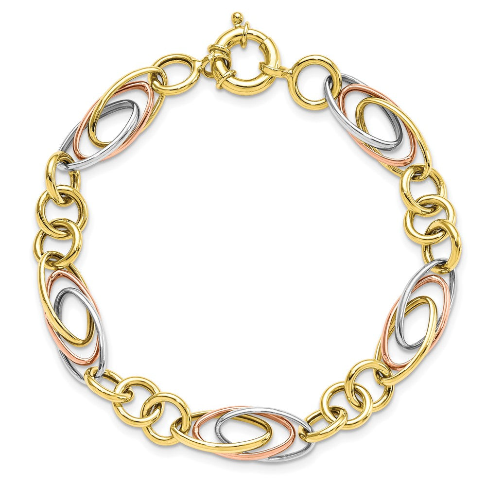 7.5 Zoll 10K mit Weiß und Rose Rhodium Fantasieglieder Armband