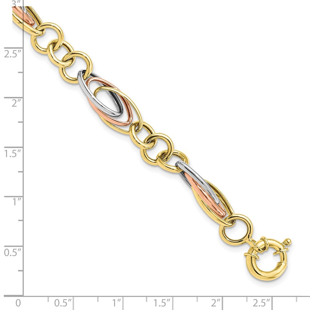 7.5 Zoll 10K mit Weiß und Rose Rhodium Fantasieglieder Armband