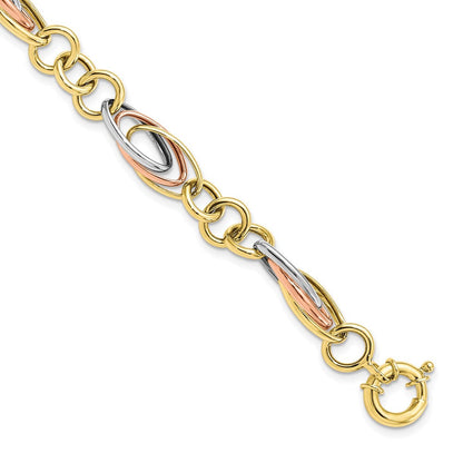7.5 Zoll 10K mit Weiß und Rose Rhodium Fantasieglieder Armband