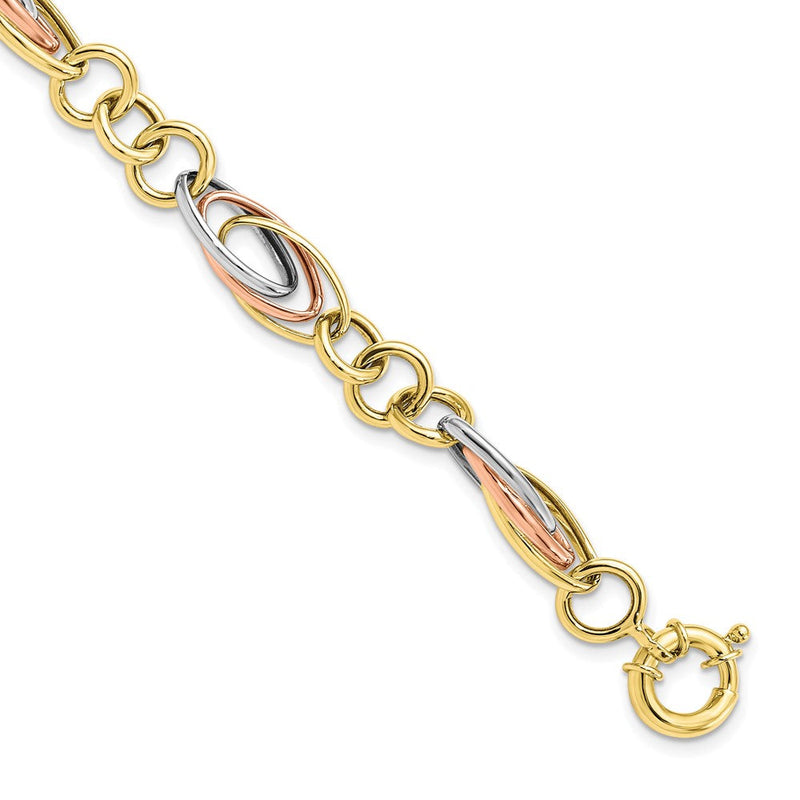 7.5 Zoll 10K mit Weiß und Rose Rhodium Fantasieglieder Armband