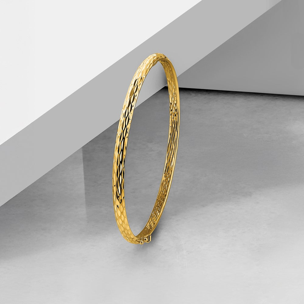 10K Gelbgold Poliert und Diamantiert Klappbar Armreif