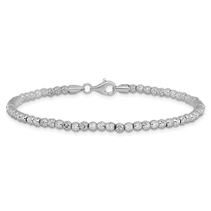 10K Weißgold Poliert Diamantiert Gekugelt Armband