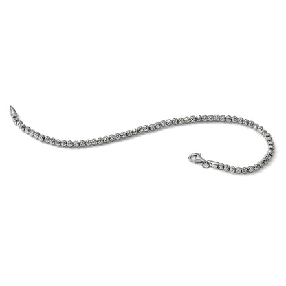 10K Weißgold Poliert Diamantiert Gekugelt Armband