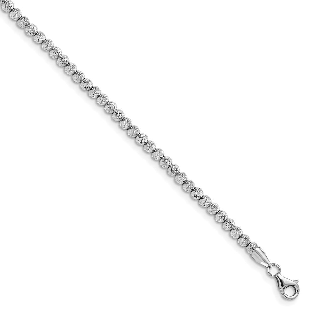 10K Weißgold Poliert Diamantiert Gekugelt Armband