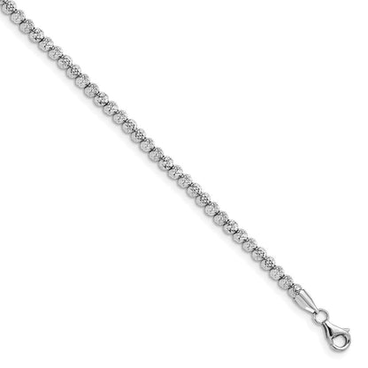 10K Weißgold Poliert Diamantiert Gekugelt Armband