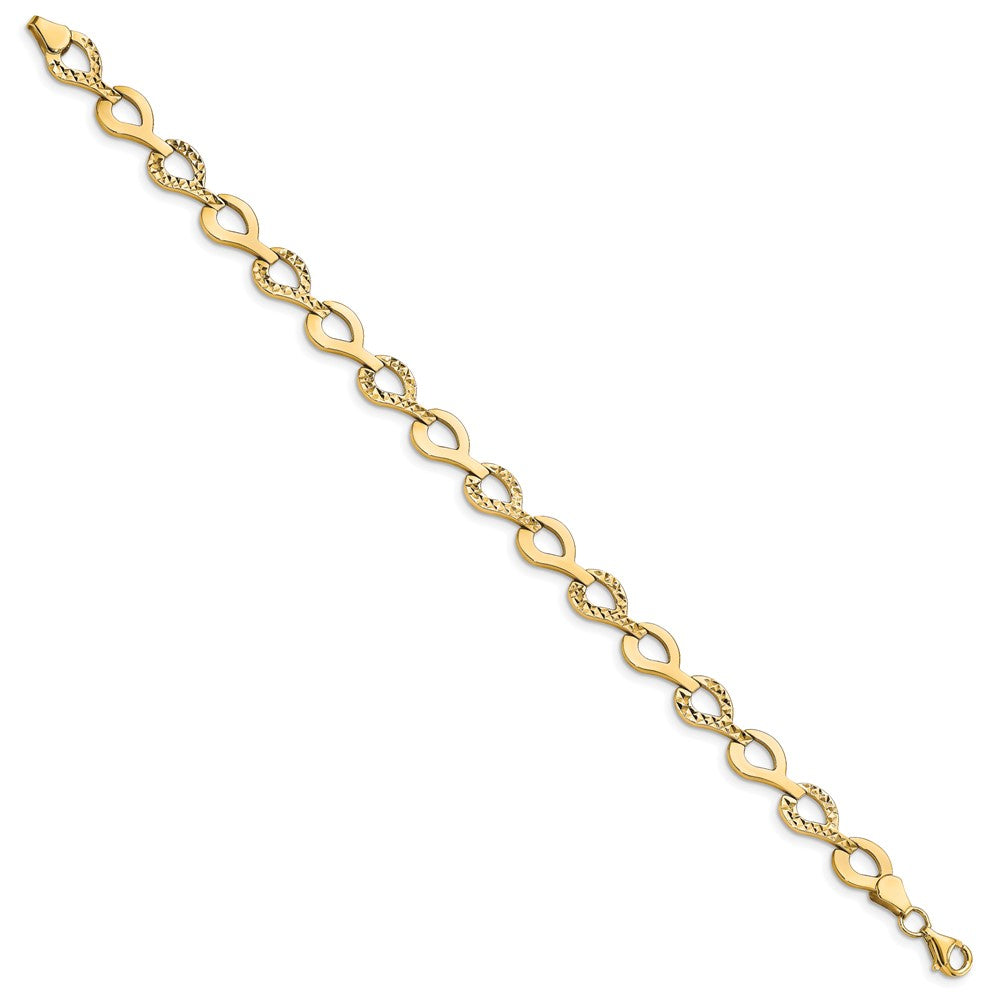 10K Gelbgold Poliert Fantasie Diamantiert Glieder Armband