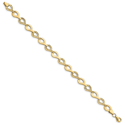 10K Gelbgold Poliert Fantasie Diamantiert Glieder Armband