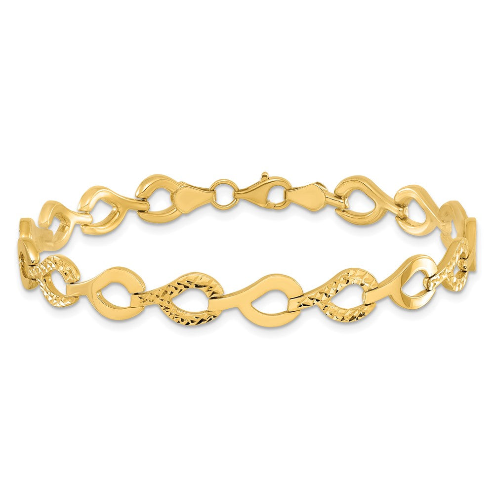 10K Gelbgold Poliert Fantasie Diamantiert Glieder Armband