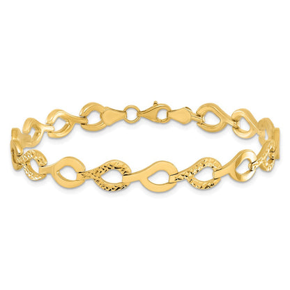 10K Gelbgold Poliert Fantasie Diamantiert Glieder Armband