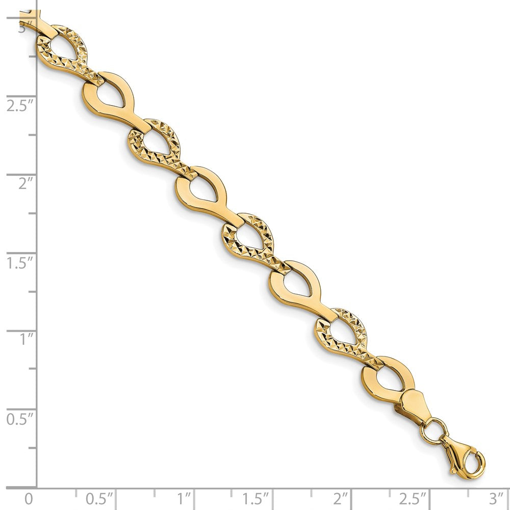 10K Gelbgold Poliert Fantasie Diamantiert Glieder Armband