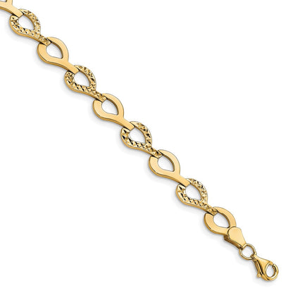 10K Gelbgold Poliert Fantasie Diamantiert Glieder Armband