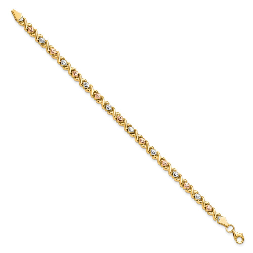 10K Tricolor Poliert und Diamantiert Armband