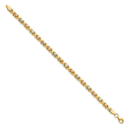 10K Tricolor Poliert und Diamantiert Armband