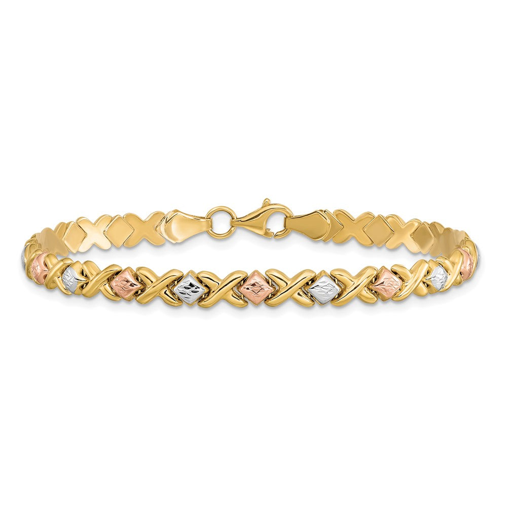 10K Tricolor Poliert und Diamantiert Armband