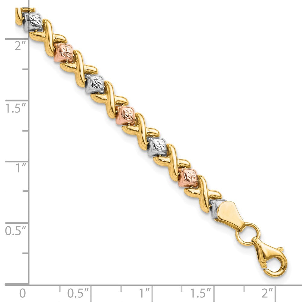 10K Tricolor Poliert und Diamantiert Armband