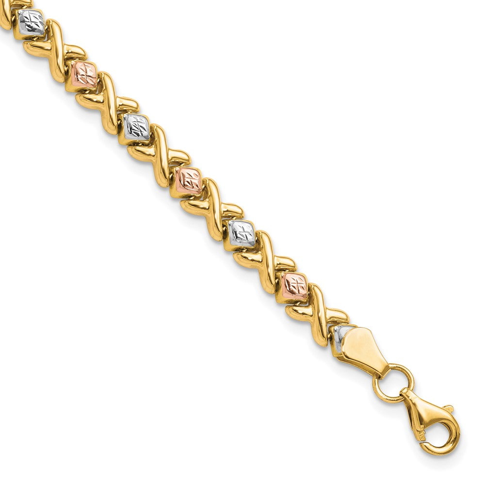 10K Tricolor Poliert und Diamantiert Armband