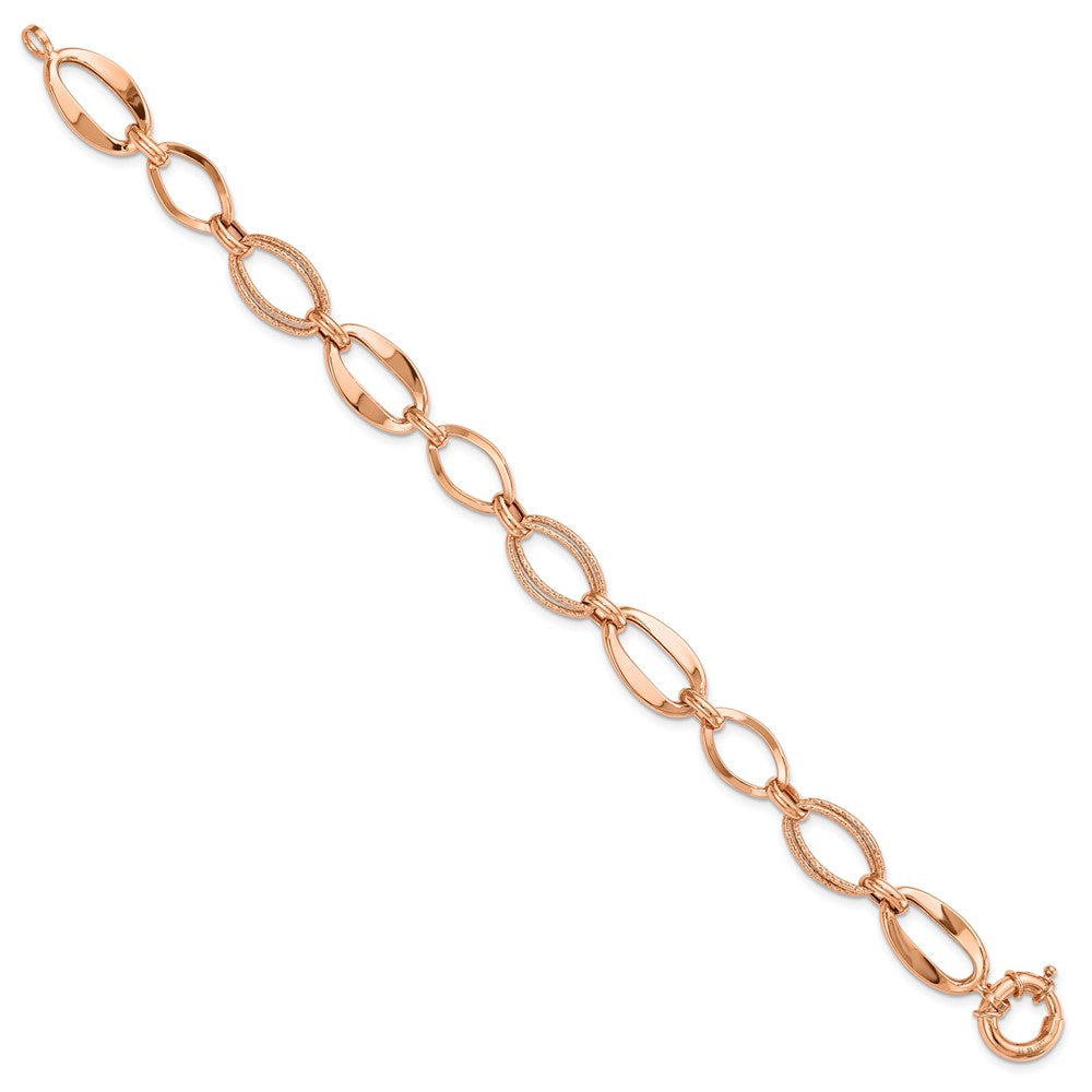 10K Roségold Poliert und Strukturiert Glieder Armband
