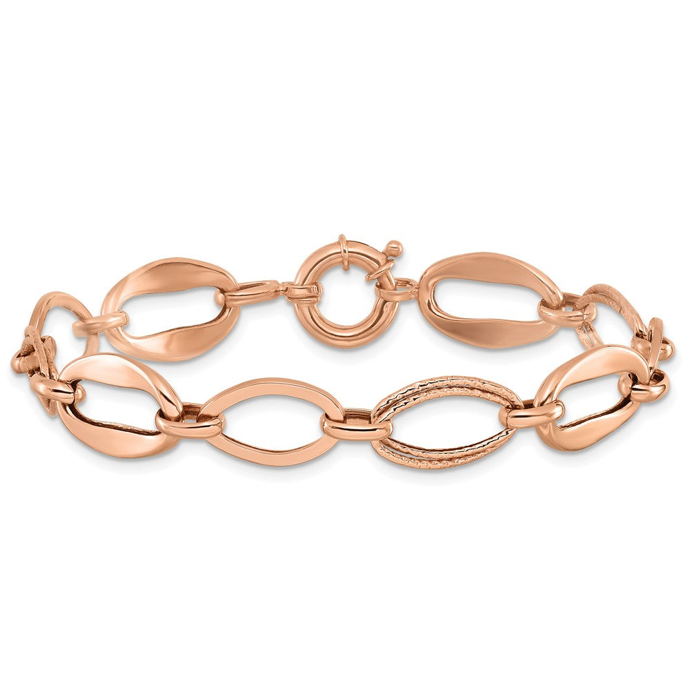 10K Roségold Poliert und Strukturiert Glieder Armband