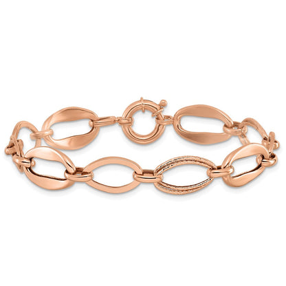 10K Roségold Poliert und Strukturiert Glieder Armband