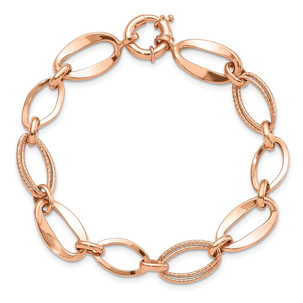 10K Roségold Poliert und Strukturiert Glieder Armband