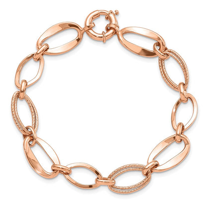 10K Roségold Poliert und Strukturiert Glieder Armband