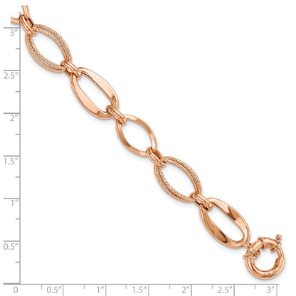 10K Roségold Poliert und Strukturiert Glieder Armband