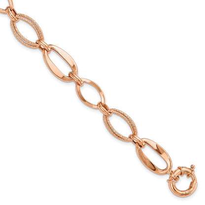 10K Roségold Poliert und Strukturiert Glieder Armband