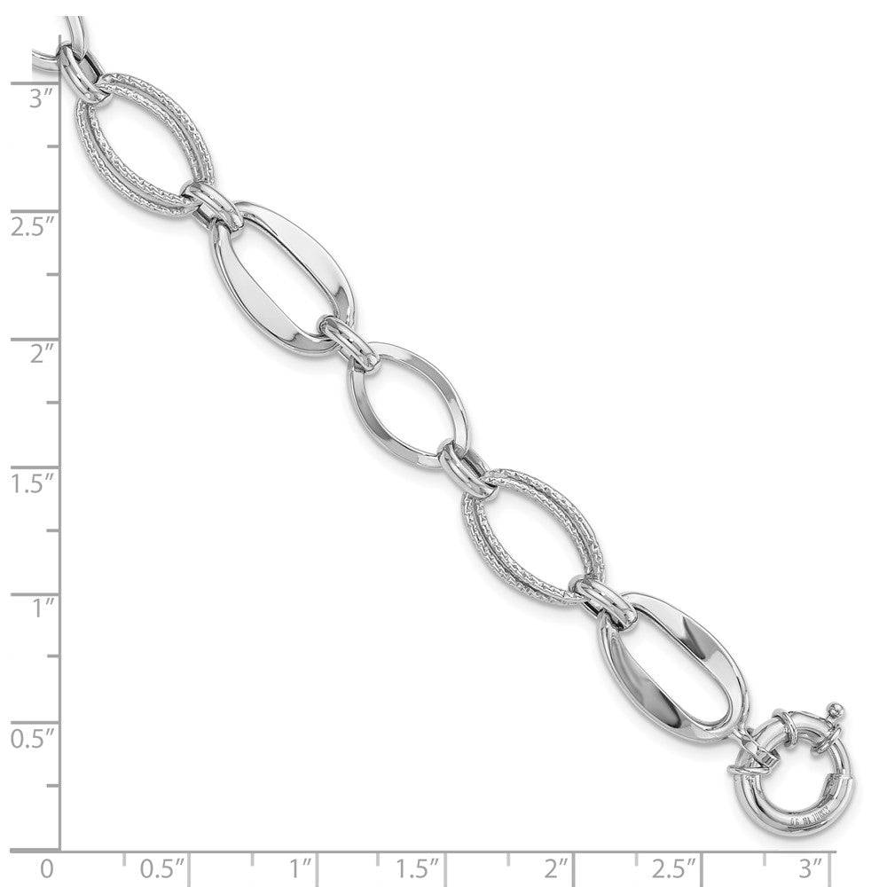 10K Weißgold Poliert und Strukturiert Glieder Armband